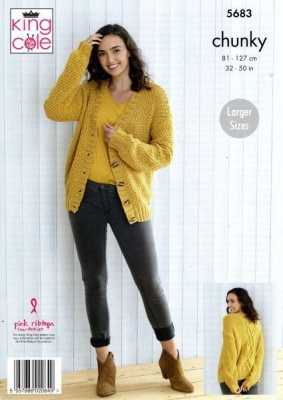 Knitting Pattern - King Cole 5683 - Subtle Drifter Chunky - Ladies Cardigans